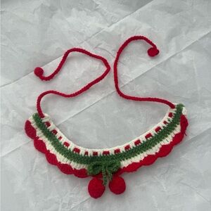 Festive Red and Green Crochet Cat/Dog Collar